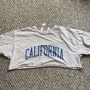 Pacsuns Cropped t shirt, grey with blue lettering